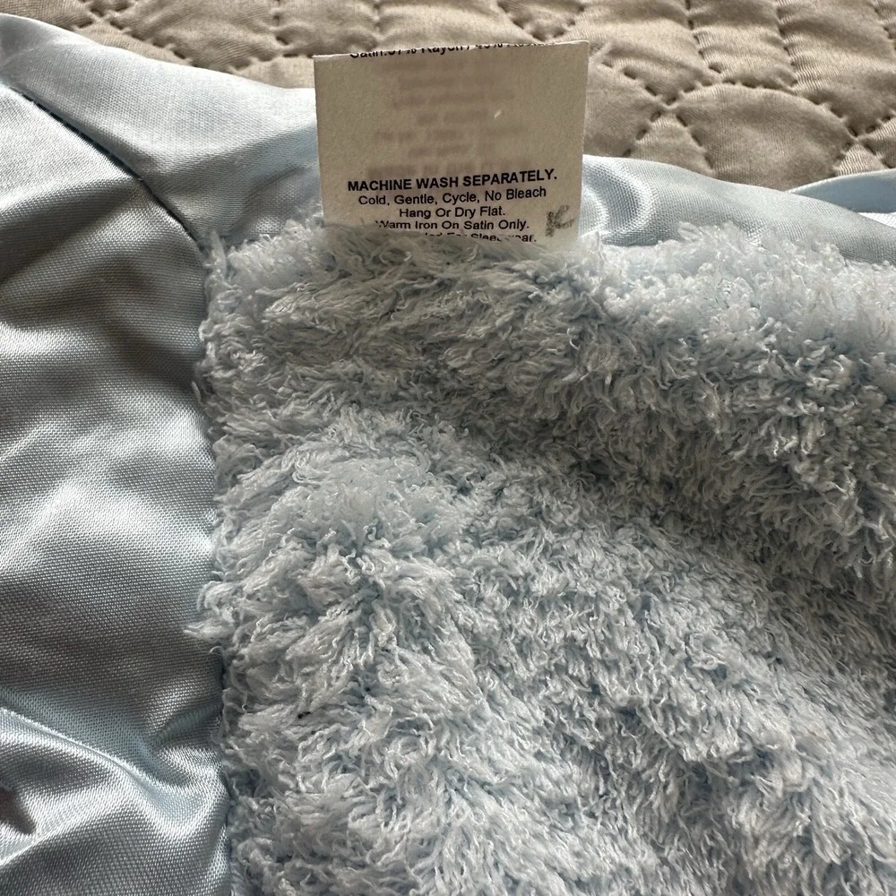 Little Giraffe Luxe Satin Trimmed Chenille Soft Faux Fur Baby Blanket Blue USA